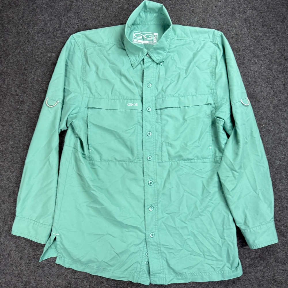 GameGuard 1024 Outdoors Mens Medium Long Sleeve Fishing Shirt Teal Pockets Vents